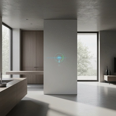 Modern home with smart leak detection system installed, showing reduced water waste